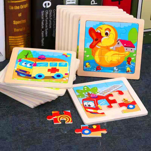 Kids Wooden 3D Puzzle Jigsaw Cartoon Animal/Traffic Puzzles Toy - BabyToysworld