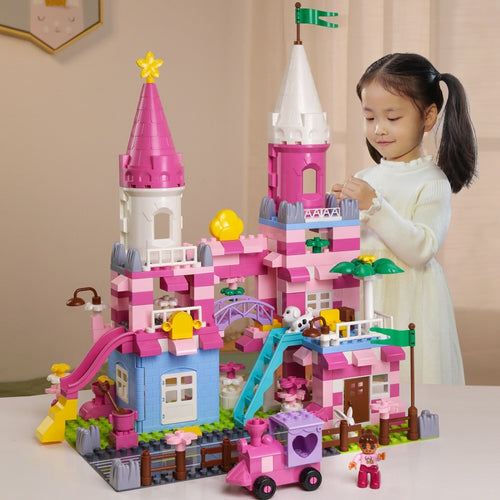 New Girls Pink Princess Castle Building Blocks Bricks Toys - BabyToysworld